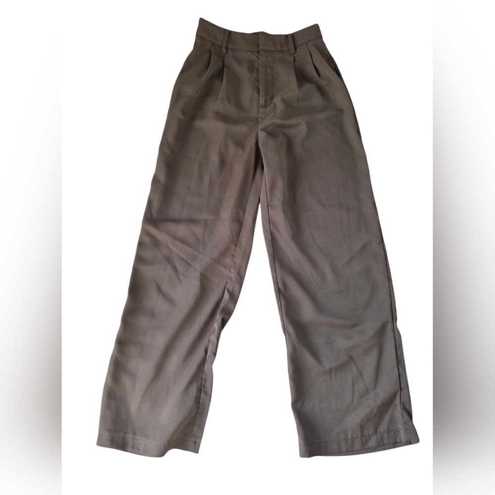 Shein Brown Wide Leg Pleated Front Trousers Size XSP